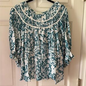 Cute Boho Style Teal and White Women's